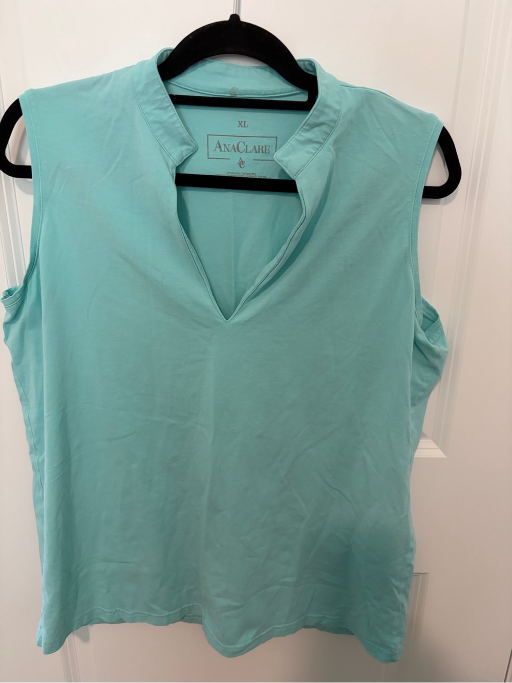Sleeveless Notch-Neck Tank in Aqua